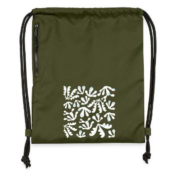 Abstrakte Koralle L Weiß Blau Punkte - Turnbeutel aus Recycling-Material - military Green - Vorne