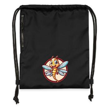 Dragonfly Funny Kawaii Cartoon Clipart Animal Pet - Gymsac made from recycled material - black - Front