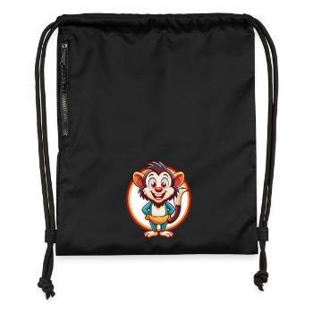 Aye Aye Funny Kawaii Cartoon Clipart Animal Pet - Gymsac made from recycled material - black - Front