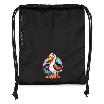 Albatross Funny Kawaii Cartoon Clipart Animal Pet - Gymsac made from recycled material - black - Front