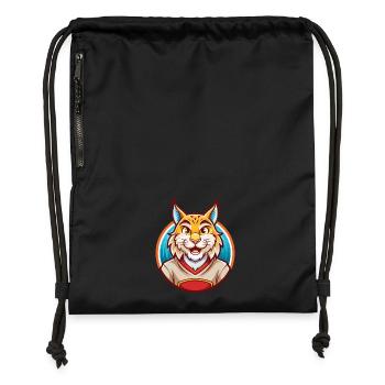 Luchs Niedlich Lustig Kawaii Cartoon Clipart Tier Haustier - Turnbeutel aus Recycling-Material - Schwarz - Vorne
