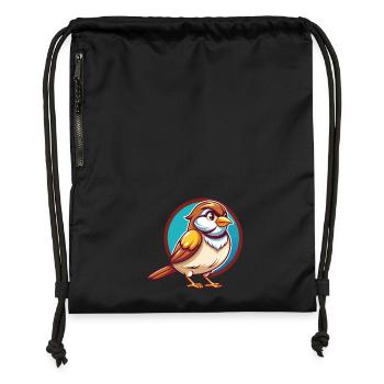 Spatz Lustige Kawaii Cartoon Clipart Tier Haustier - Turnbeutel aus Recycling-Material - Schwarz - Vorne