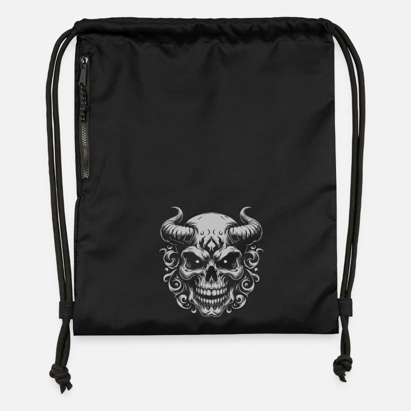 Demonic Horn Skull Ornament - Gymsac made from recycled material - black