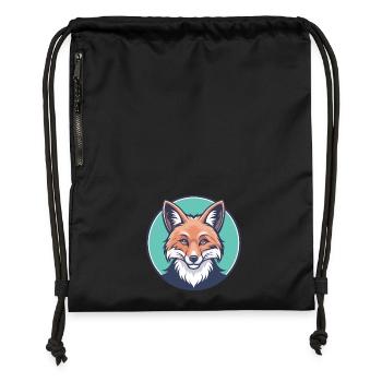 Fox Kawaii Cartoon Character Animal Pet Face - Gymsac made from recycled material - black - Front
