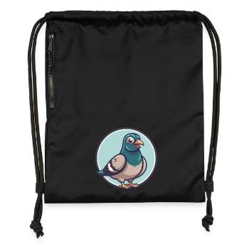 Taube Kawaii Cartoon Figur Tier Haustier Gesicht - Turnbeutel aus Recycling-Material - Schwarz - Vorne