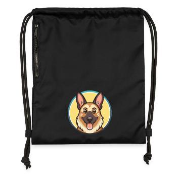 Osteuropäische Schäferhundrasse Karikatur Kawaii - Turnbeutel aus Recycling-Material - Schwarz - Vorne