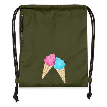 Couple de crème glacée duo glacier d’été salon de crème glacée cool d’été deux fan - Sac à cordon en polyester recyclé - military green - Devant
