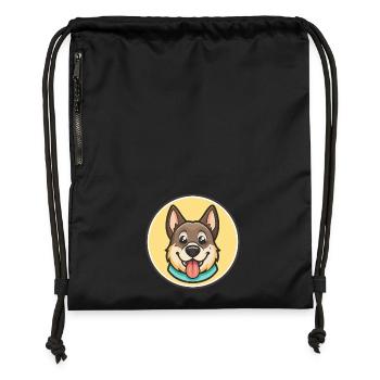 Molosse Chien Race Coloré Dessin animé Kawaii Clipart - Sac à cordon en polyester recyclé - noir - Devant