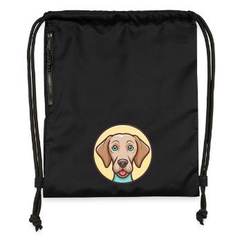 Weimaraner Hund Rasse Cartoon Kawaii Clipart Tier - Turnbeutel aus Recycling-Material - Schwarz - Vorne