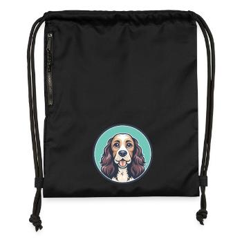 English Cocker Spaniel Dog Breed Cartoon Kawaii - Gymsac made from recycled material - black - Front