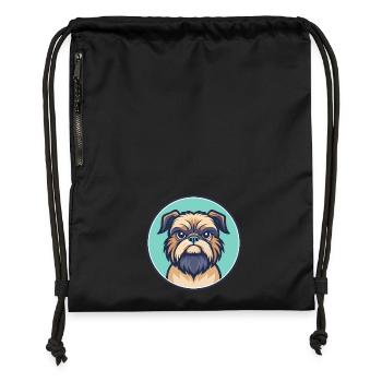 Griffon Bruxellois Hunderasse Karikatur Kawaii - Turnbeutel aus Recycling-Material - Schwarz - Vorne