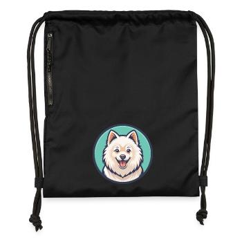 Spitz japonais chien race dessin animé Kawaii Clipart - Sac à cordon en polyester recyclé - noir - Devant