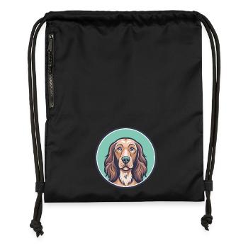 Irischer Setter Hund Rasse Cartoon Kawaii Clipart Haustier - Turnbeutel aus Recycling-Material - Schwarz - Vorne