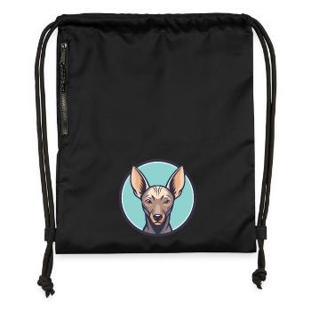 Xoloitzcuintle Hunderasse Cartoon Kawaii Clipart - Turnbeutel aus Recycling-Material - Schwarz - Vorne