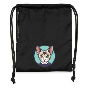 Javanische Katzenrasse Karikatur Kawaii Tier Haustier - Turnbeutel aus Recycling-Material - Schwarz - Vorne
