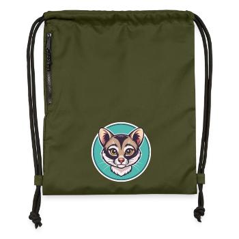 Amerikanische Ringschwanzkatzenrasse Karikatur Kawaii Tier - Turnbeutel aus Recycling-Material - military Green - Vorne