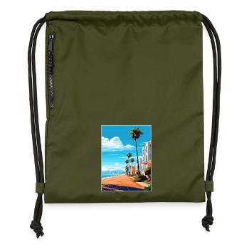 Agadir Maroc Voyage Affiche Souvenir Peinture WPA - Sac à cordon en polyester recyclé - military green - Devant