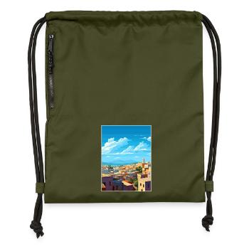 Fès Maroc Affiche de voyage Souvenir Carte Postale Peinture - Sac à cordon en polyester recyclé - military green - Devant