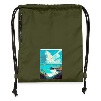 Exuma Karibik Reise Poster Souvenir Farbe WPA - Turnbeutel aus Recycling-Material - military Green - Vorne