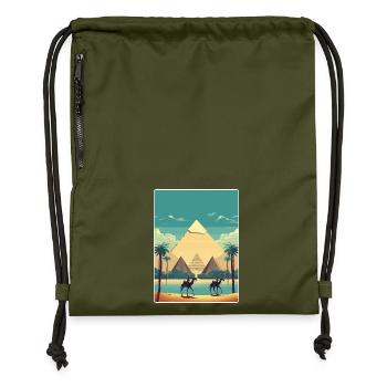 Cairo Egypt Great Pyramids Of Giza Travel Poster - Gymsac made from recycled material - military green - Front