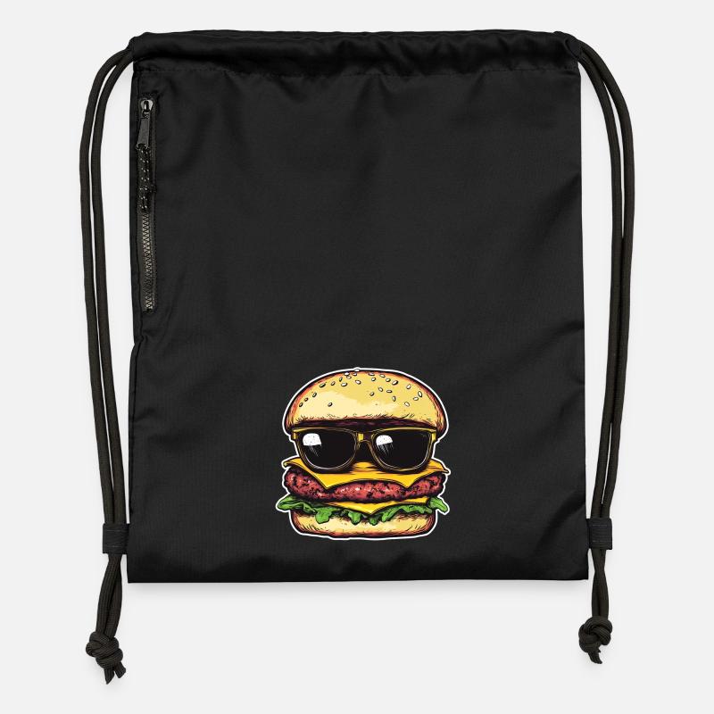 Burger with Sunglasses – Pop Art - Gymsac made from recycled material - black