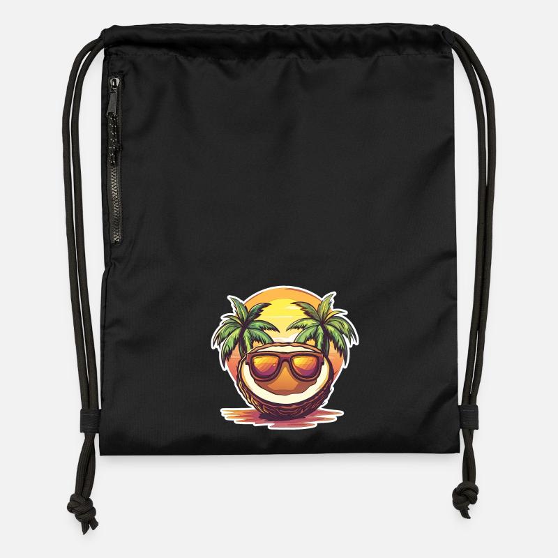 Coconut beach with sunglasses - Gymsac made from recycled material - black
