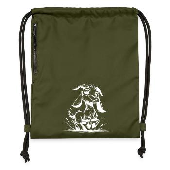 Bébé chèvre sautillant chèvre crayon croquis - Sac à cordon en polyester recyclé - military green - Devant