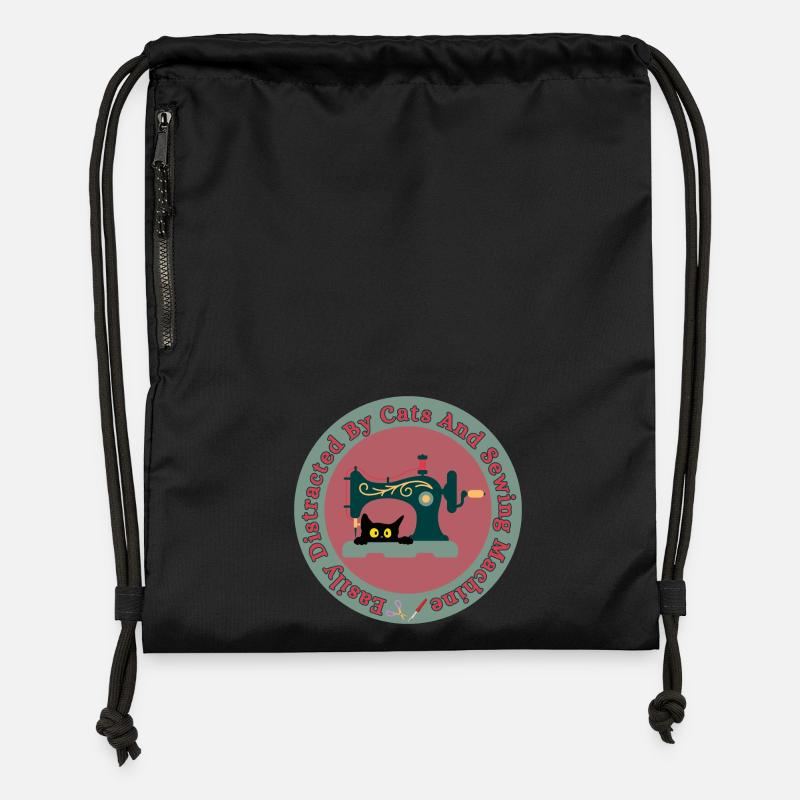 Easily Distracted By Cats And Sewing Machine - Gymsac made from recycled material - black