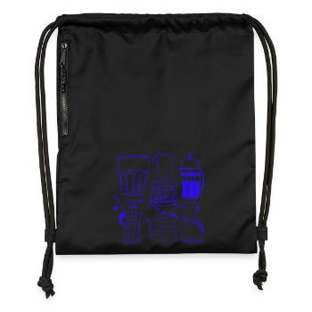 Coffee | Kahve var | cozy vibes with hidden cat - Gymsac made from recycled material - black - Front