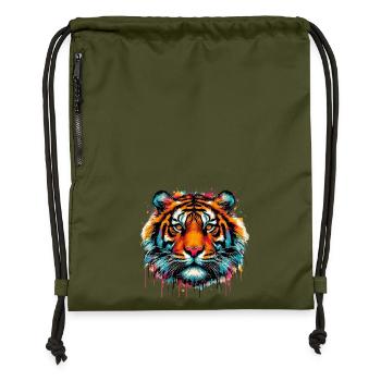 Tiger - Gymsac made from recycled material - military green - Front