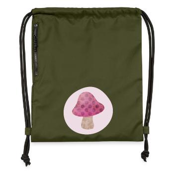 Mushroom Circle Autumn Pink Girl Fairy Tale Dots Forest - Gymsac made from recycled material - military green - Front