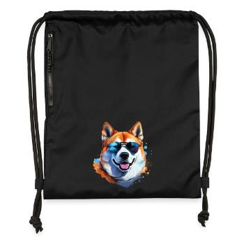 Akita Inu with sunglasses - Gymsac made from recycled material - black - Front