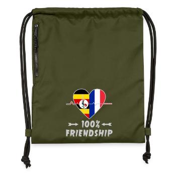 Uganda and France 100% friendship - Gymsac made from recycled material - military green - Front