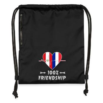 100 % amitié entre le Pérou et la France - Sac à cordon en polyester recyclé - noir - Devant