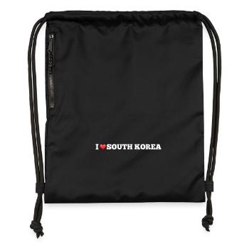 J’adore la Corée du Sud - Sac à cordon en polyester recyclé - noir - Devant