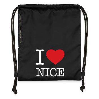 I LOVE NICE Nizza France Frankreich - Turnbeutel aus Recycling-Material - Schwarz - Vorne