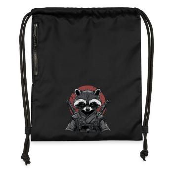 Ninja raton laveur - Sac à cordon en polyester recyclé - noir - Devant