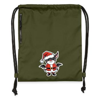 Noël de chauve-souris - Sac à cordon en polyester recyclé - military green - Devant