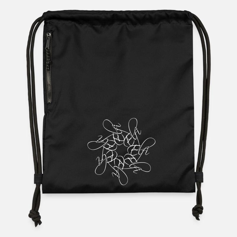 Elfi Name Name Mandala - Gymsac made from recycled material - black