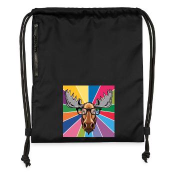 Moose Cool in Glasses Colorful King of the Forest - Gymsac made from recycled material - black - Front