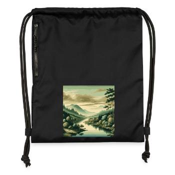 River view with beautiful natural landscape - Gymsac made from recycled material - black - Front