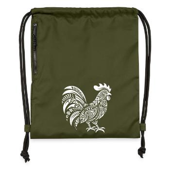 Coq Tribal - Sac à cordon en polyester recyclé - military green - Devant