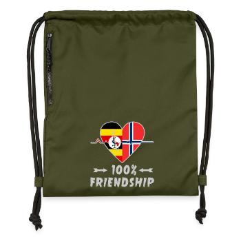 Uganda and Norway 100% friendship - Gymsac made from recycled material - military green - Front