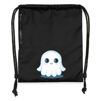 Fantôme mignon - Sac à cordon en polyester recyclé - noir - Devant