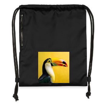 Toucan oiseau sur fond jaune tropical couleurs - Sac à cordon en polyester recyclé - noir - Devant