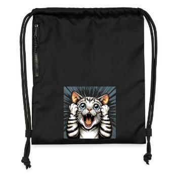 Chat choqué chat chat cadeau - Sac à cordon en polyester recyclé - noir - Devant