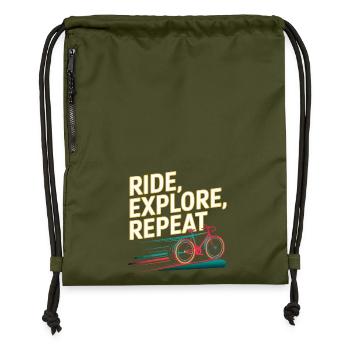 Ride Explore Repeat - Sac à cordon en polyester recyclé - military green - Devant