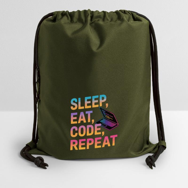 Dormir, manger, coder, répéter Sac à cordon en polyester recyclé