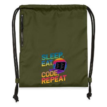 Sleep Eat Code Repeat Geschenk für Coder - Turnbeutel aus Recycling-Material - military Green - Vorne