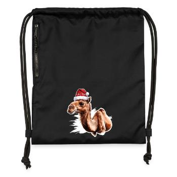 Camel with Santa hat - Gymsac made from recycled material - military green - Front